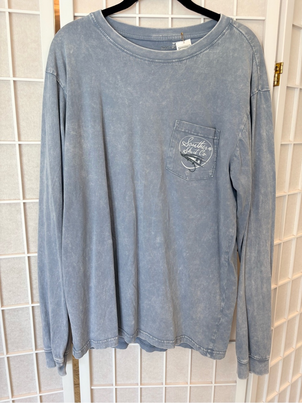 The Southern Shirt Company Light Blue Mineral Wash Long-Sleeve Pocket Tee